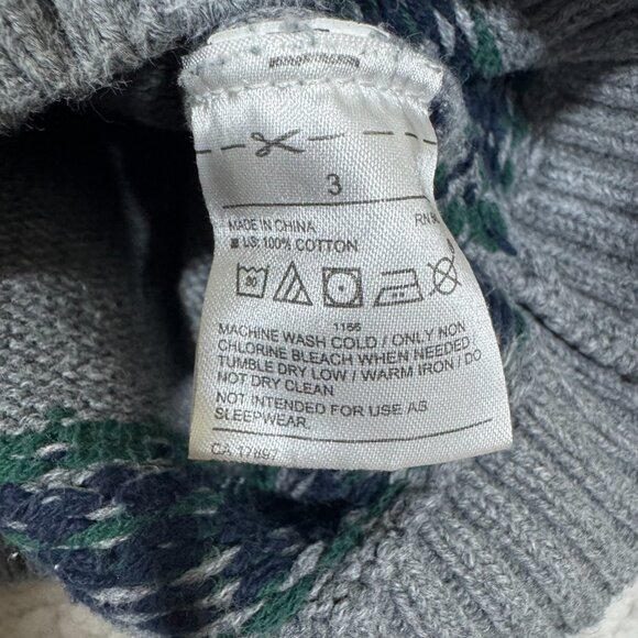 Janie and Jack Boys Fair Isle Pullover Sweater Size 3 Gray Crewneck Preppy Cozy - Picture 5 of 5